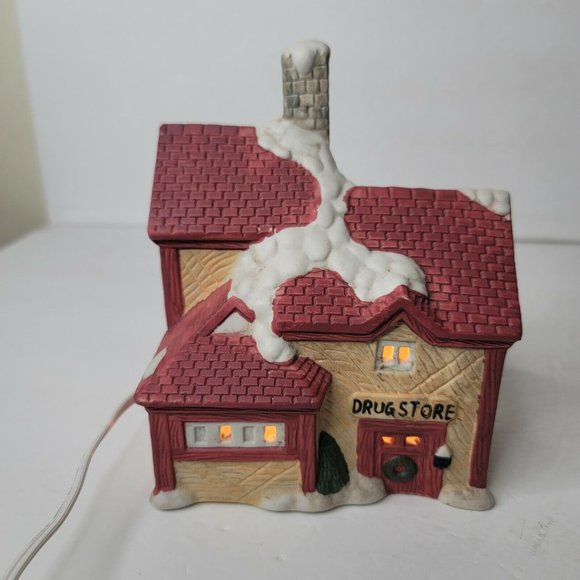1994 Collection Ceramic DRUGSTORE Christmas Village House Lighted - Picture 2 of 6